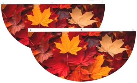 Autumn Leaves Fall Semicircular Hanging Decorative Bunting Flag 2pcs by Ouqiuwa