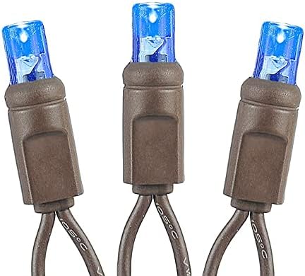 Novelty Lights 34ft 100 LED Blue Christmas String Lights, Brown Wire - Image 5