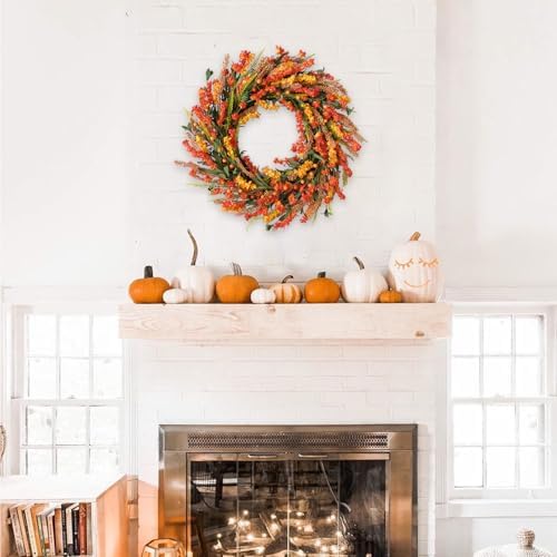 22 Inch Fall Orange Forsythia Flowers Wreath for Front Door, - Image 5