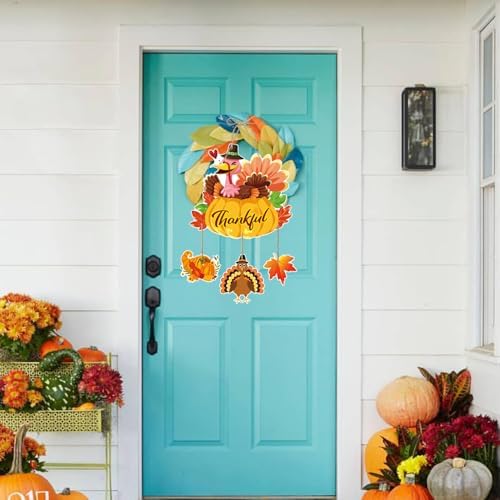 Thanksgiving Turkey Door Hanging for Front Porch, Autumn Farmhouse Hanging Sign for Fall, Harvest & Holiday Decorations - Made of Thick Cardstock - Image 7