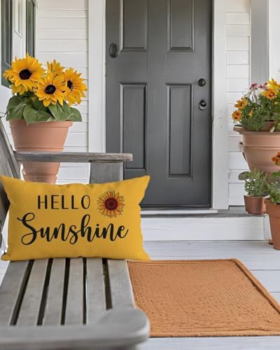 PANDICORN Spring Summer Yellow Throw Pillow Cover 12x20 Inch Hello Sunshine - Image 6