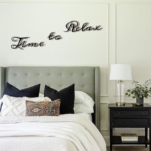 Metal Bathroom Wall Decor, 3D Time to Relax Sign for Spa, Black Letter Art - Image 4