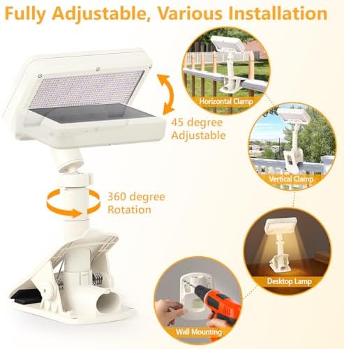 Clip On Solar Motion Lights Outdoor,360°Rotatable Fence Lights(1Pack,3000K) - Image 2