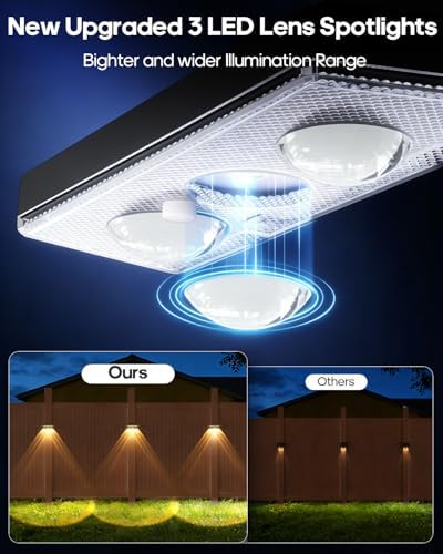 Solar Fence Lights Outdoor, Warm White & RGB 7 Color Changing, IP65 Waterproof, Dusk to Dawn Solar Deck Light for Patio, Railing, Pool, Porch, Backyard, Wall Decor, 4 Packs - Image 2