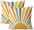 Summer Pillow Covers 20x20 Inch Set of 2, Stripes Yellow Sunshine Decorations Outdoor Throw Pillows Boho Summer Rainbow Sun Pillowcase Linen Decor Cute Farmhouse Cushion Case for Home Bedroom by JEFERSO