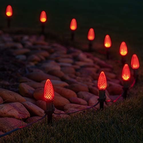 Wintergreen Lighting OptiCore LED C9 Red Christmas Pathway Lights, Heavy Duty Bulbs for Driveway, Walkway Marker, 5" Commercial PathPRO Stakes, 18 Gauge Plug-in Green Wire, 100 Lights, 100 ft - Image 5