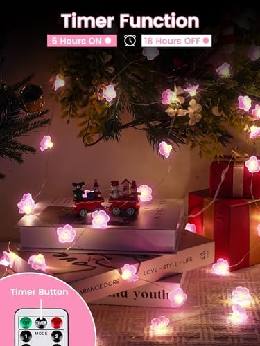 Cherry Blossom Flower String Lights Fairy Lights Battery Operated Remote - Image 4