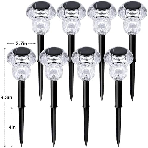 Solar Pathway Lights Outdoor 8 Pack Warm White Mushroom Decor - Image 7