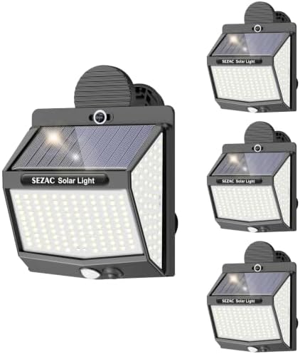 Solar Fence Lights Outdoor, 218LED Clip On Motion Sensor Security Lights by sezac