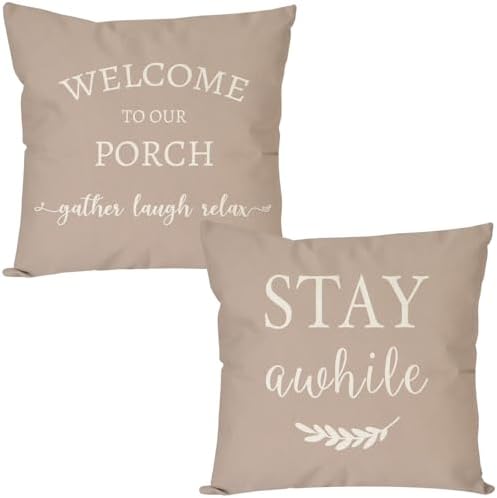 PANDICORN Outdoor Decorative Throw Pillow Covers 18x18 Set of 2, Beige by PANDICORN