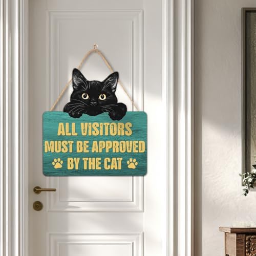 Funny Black Cat Wood Hanging Sign for Front Door, Cat Gifts House Welcome Sign - Image 6