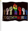 Yekiua Together We Rise Flag 3X5 Outdoor Gay LGBT Rights Fight Fist Double Sided Flags All Weather Long Lasting With 2 Brass Grommets Rainbow by Yekiua