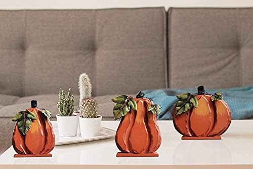 Rustic Wooden Free Standing Pumpkin Decor Autumn Harvest Tabletop Shelf Kitchen Decorations Thanksgiving Halloween Pumpkins Sign Fall Decor-Set of 3 - Image 5