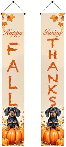 BlissYard Happy Fall Door Banner 12 x 71 Inch Dachshund Pumpkin by BlissYard