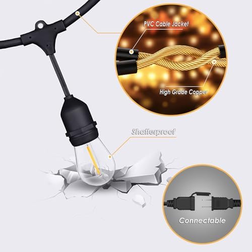 1Pack 150ft Outdoor String Lights with Remote Patio Lights 45+3 Bulbs - Image 6
