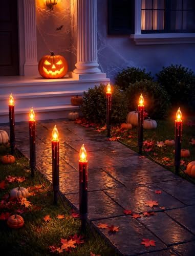 19.5Ft Halloween Candle Pathway Lights, 10-Light Black Blood Drip Stakes by Pallerina
