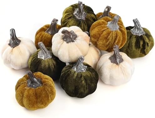 Coferset 12Pcs Velvet Mini Artificial Pumpkin Decor Set by Coferset