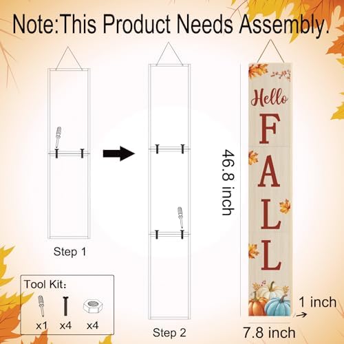 Fall Porch Decor Outdoor Autumn Thanksgiving Wooden Porch Sign 46.8 Inch - Image 2