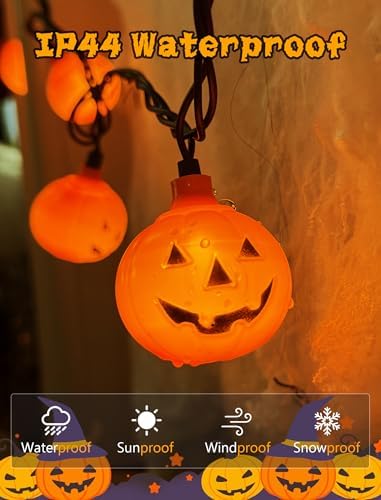 Halloween Decorations Pumpkin String Lights Outdoor, 8.5Ft Halloween Lights with 10 LED Waterproof Orange Jack-O-Lantern, Hanging Pumpkin String Lights UL Listed for Party Porch Home Window Decor - Image 3