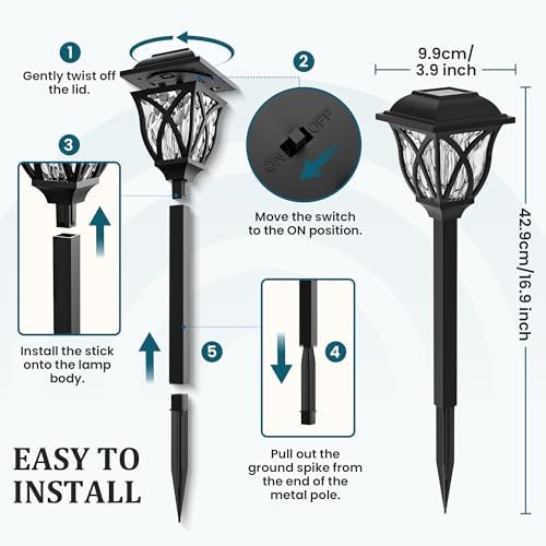 GIGALUMI 6 Pack Solar Lights Outdoor Waterproof, LED Solar Garden Lights - Image 6