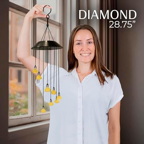 Upblend Outdoors Solar Hanging Decoration for Outside – Color Changing LED Decoration for Outdoor, Solar Chimes Outdoor Waterproof, Light Decor for Outside – Diamond, Gold - Image 6