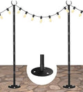 10Ft String Light Poles for Hard Surfaces, Outdoor Light Stand for Backyard, Garden & Patio Party Lighting, Heavy-Duty Metal Poles with Waterproof Finish, Rustproof & Adjustable, 2 Pack by Tigerden