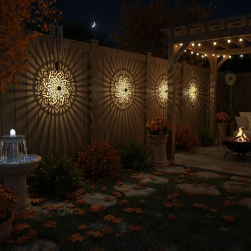 gardencave 4 Pack Solar Fence Lights Metal Solar Powered Outdoor Wall Deck Step Lights Mandala Theme Waterproof Fence Light for Garden Post Patio Backyard Decor (4 Pack) - Image 6