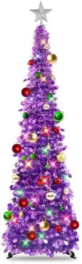 N&T NIETING Pop Up Christmas Tree with Lights & Ornaments, 5FT, Dark Purple by NTNIETING