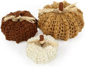 Briful Large Handmade Knitted Pumpkins Set of 3 – Cozy Autumn Fall Décor, Christmas Decorations, Thanksgiving Gifts, Caramel, Brown & Cream – 8in/6 1/4in/5 1/2in by Briful