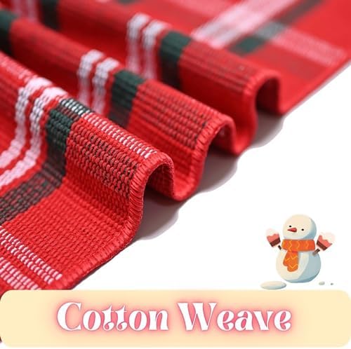 Ckorzen Red Green and White Plaid Rug,3' x 5' Christmas Front Porch Outdoor Rug, Handwoven Cotton Washable Rug for Layered Door Mats, Holiday Entryway and Home Décor - Image 5