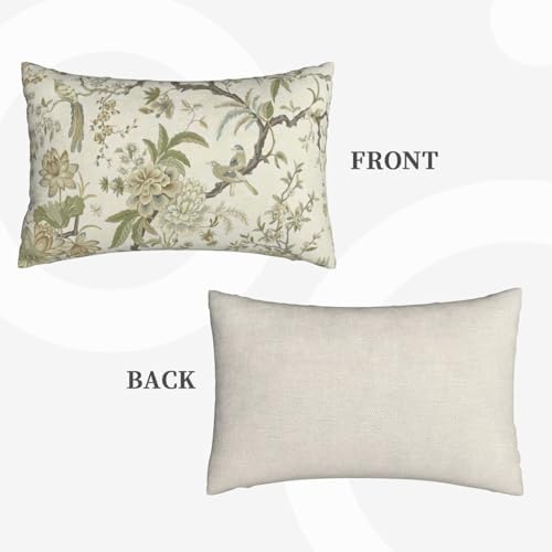 CXMEIFLY Spring Floral Birds Pillow Covers 12 x 20 Inch Set of 2 for Chinoiserie Flowers Decor Throw Pillows Sage Green Plant Outdoor Decorative Cushion Cases for Couch Bed Decorations - Image 2