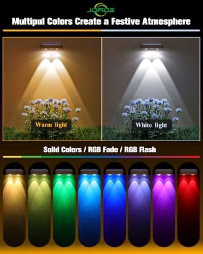 JOFIOS Solar Fence Lights 12 Pack Brown, 50 Lumens Outdoor Fence Lights Solar Powered with 12 Modes RGB Color Glow LED Deck Lighting Outdoor Waterproof IP65, Backyard, Deck, Porch, Railing, Pool, Wall - Image 4