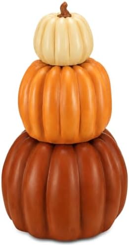 Wesiti 1 Pcs 21.3'' Large Fake Outdoor Stacked Pumpkins for Front Porch by Unteilti
