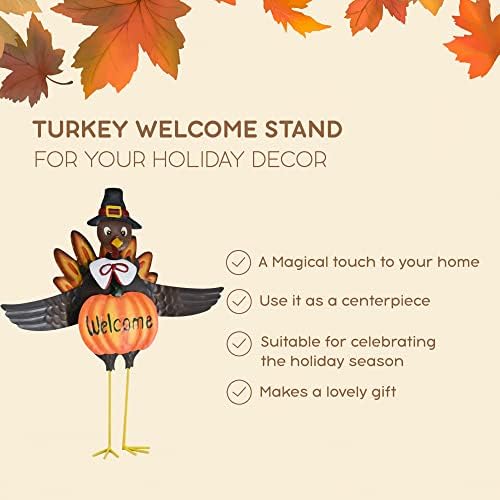 Turkey Yard Stake Pumpkin Decoration - Thanksgiving Outdoor Sign - 1 Set - Image 5