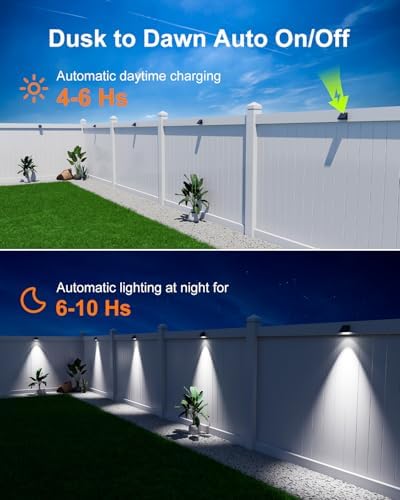 12 Pcs Decorative Sun Powered Fence Lights Outdoor Waterproof White - Image 4