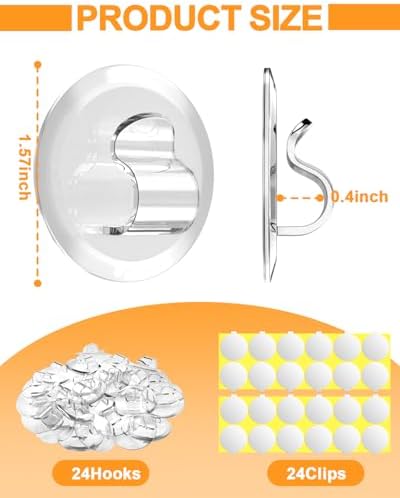 ispneay 48 Clear Waterproof Adhesive Hooks for Outdoor String Lights Clips - Image 2