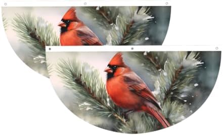 Red Bird Winter Semicircular Hanging Decorative Bunting Flag 2pcs by Ouqiuwa