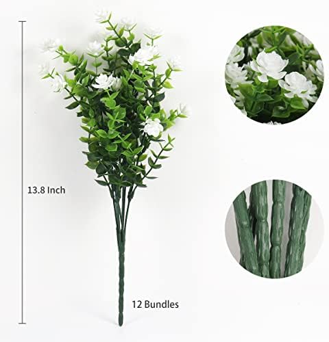 RECUTMS 12 Bundles Artificial Outdoor Plants,Artificial Greenery for Flower - Image 2