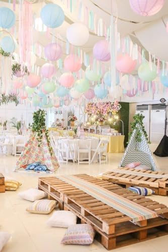 ZOOYOO 10pcs Paper Lanterns,Blue Round Hanging Paper Lanterns Decorations for Wedding,Graduation,Gender Reveal,Anniversary,Home,Birthday Party,Graden Decor - Image 3