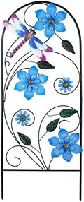 Garden Decor for Outside, YEAHOME 34 Inch Decorative Garden Stakes with Flowers Dragonflies, Metal Spring Yard Decorations for Outdoor Patio Lawn Backyard by YEAHOME