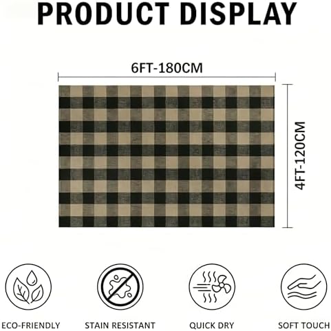 Fall Decor Buffalo Plaid Outdoor Rug 4x6 Ft Coffee and Black Checkered Area Rug Washable Indoor Outdoor Rugs for Porch, Entryway, Hallway, Kitchen, Living Room, Dining Room, Bedroom - Image 2