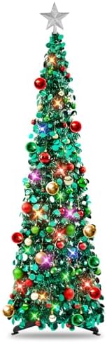 N&T NIETING Pop Up Christmas Tree with Lights & Ornaments,5FT, Peacock Blue by NTNIETING