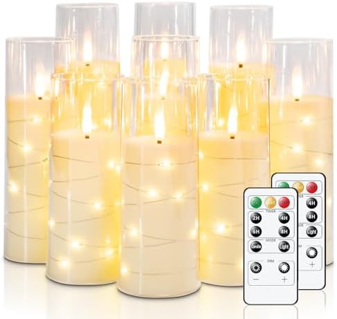 Raycare 9 Pcs Flameless Battery Operated Pillar Candles with Remote Timer by Raycare