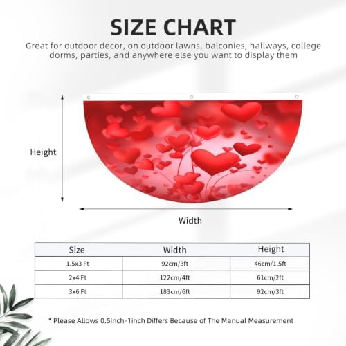 Love Heart Shape Semicircular Hanging Decorative Bunting Flag 2pcs - Image 3