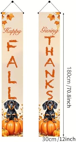 BlissYard Happy Fall Door Banner 12 x 71 Inch Dachshund Pumpkin - Image 3