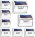 Peasur White Solar Lights Outdoor Waterproof, 8 Pack 140LED Bright Motion Sensor Security Lights 3 Modes, Solar Powered Fence Wall Light for Garden Yard Outside by Peasur