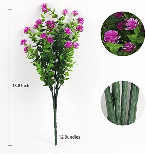 RECUTMS Artificial Flowers Outdoor UV Resistant Fake Spring Fall Plant 12Pc - Image 2