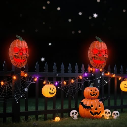 Halloween Pumpkin Porch Light Covers, Pumpkin Light Covers Skeleton Halloween Decorations Outdoor Garage Lights Fixtures Cover Fall Porch Decor for Porch, Front Door, Wall Lamp (Red) - Image 7