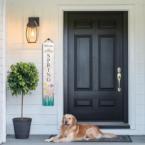 8"x48" Spring Welcome Sign for Front Porch, Hello Spring Porch Sign for Front Door Durable PVC Welcome Home Decorations for Outdoors p (Design 10) - Image 7