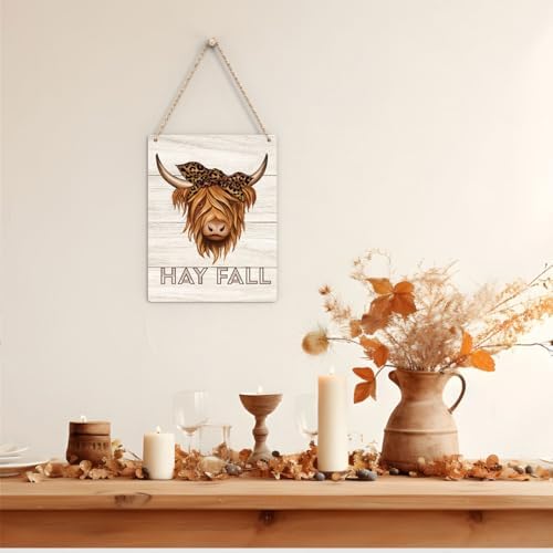 FREHVN Fall Decorations for Home Office Front Door Decor Signs, Fall Sign, Fall Decor, Fall Western Cow Leopard Print Sign, Autumn Wall Hanging Decor 8 X 10 Inch - Image 4